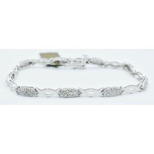 Genuine 1.08 Ct Diamond Bracelet 10k White Gold